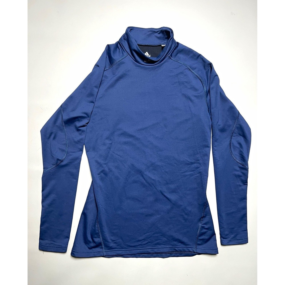 adidas Techfit Men's L‎ Blue Long Sleeve Mock Neck Compression Stretch Pullover